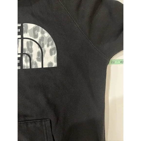 The North Face Size M Womens Classic Logo Hooded Sweatshirt Animal Print Black - Picture 4 of 7